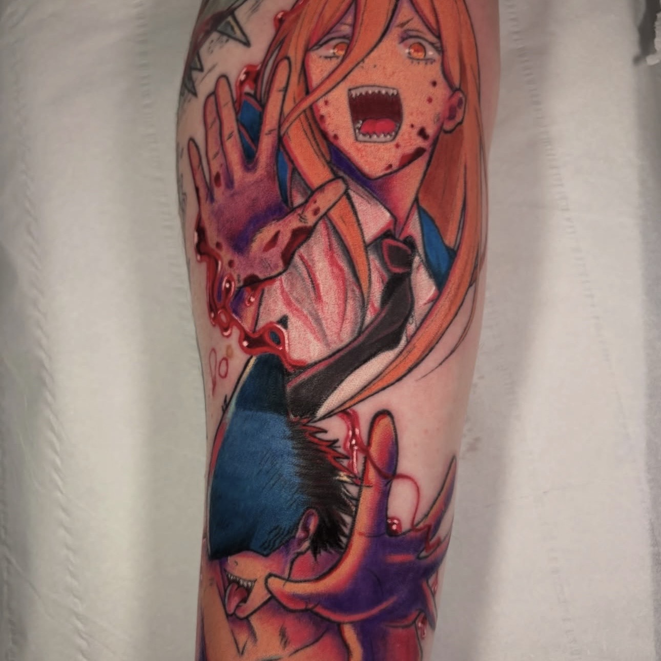 Anime character colour tattoo by Kiah