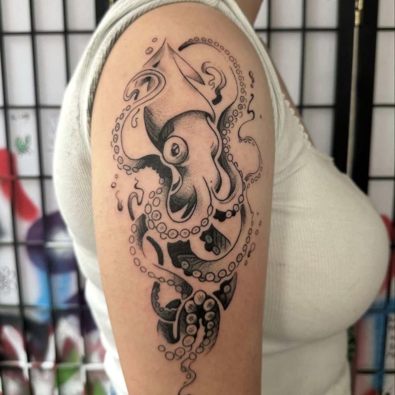 Squid illustrative tattoo by Nix