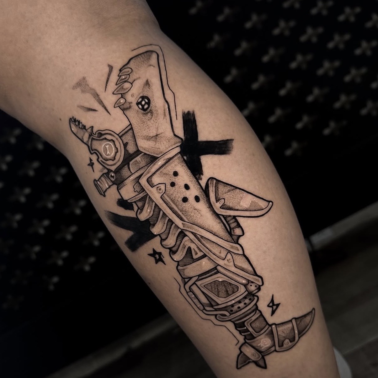 Fantasy blackwork tattoo by Demi