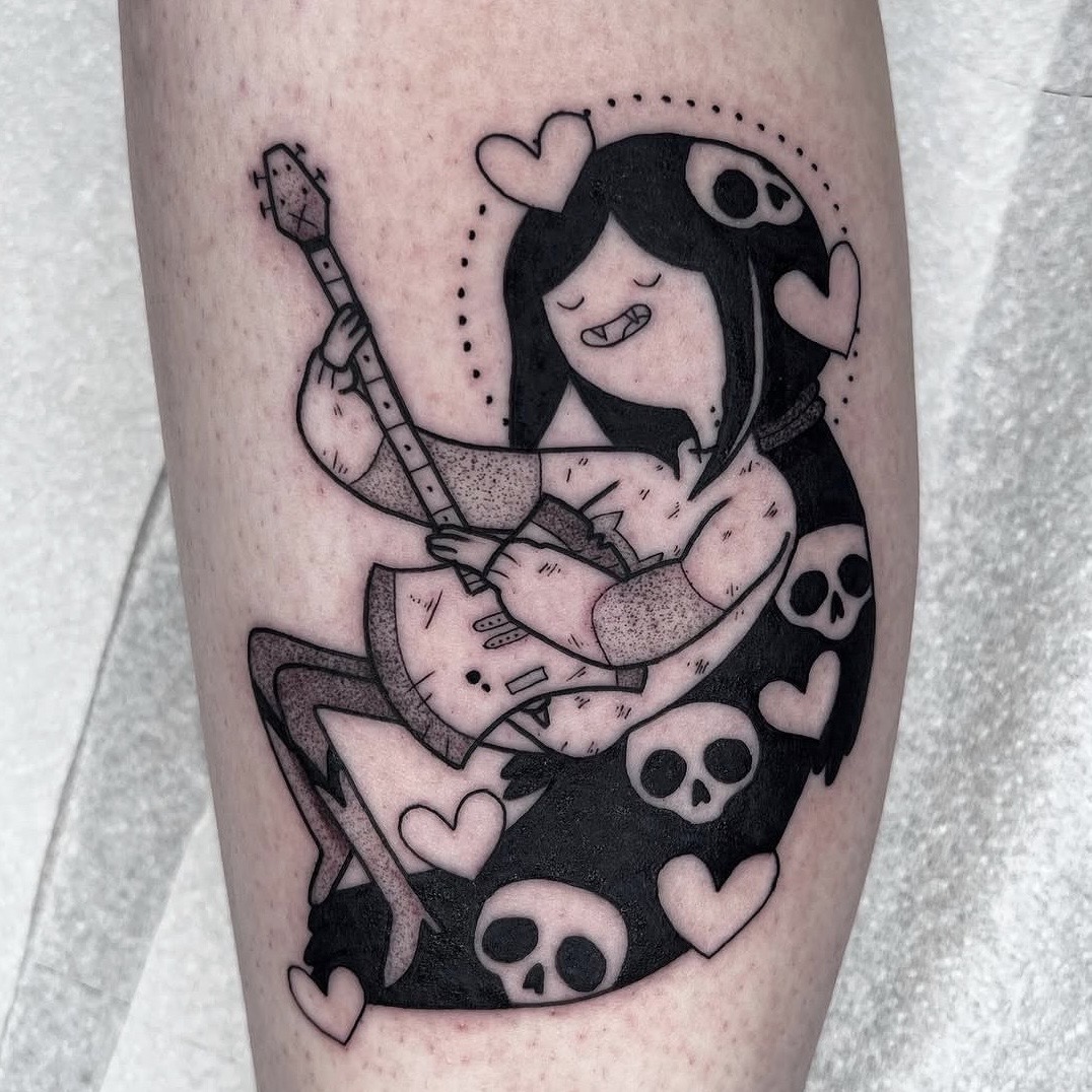 Manga style blackwork tattoo by Kiah